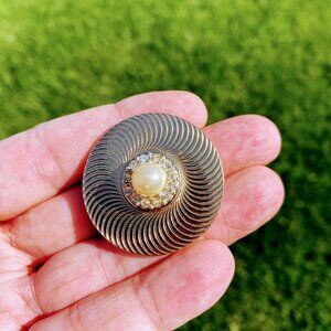 Marboux Vintage Estate Pearl Crystal Swirl Brooch